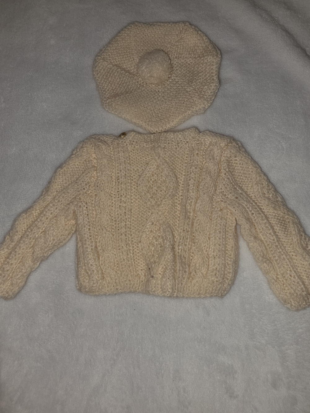 18 Inch Doll - Hand-Knit "Irish" Sweater & Hat Set